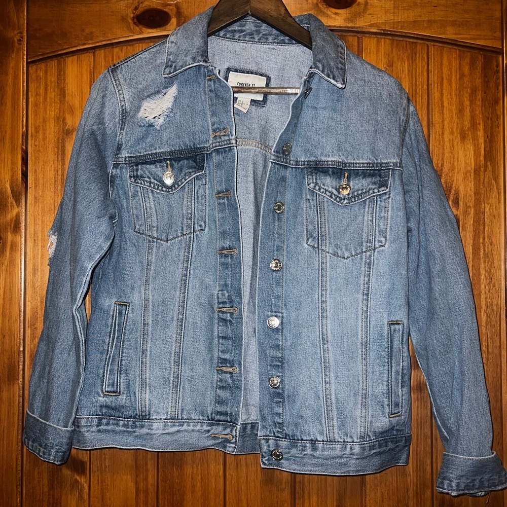 Forever 21 Distressed Jean Jacket